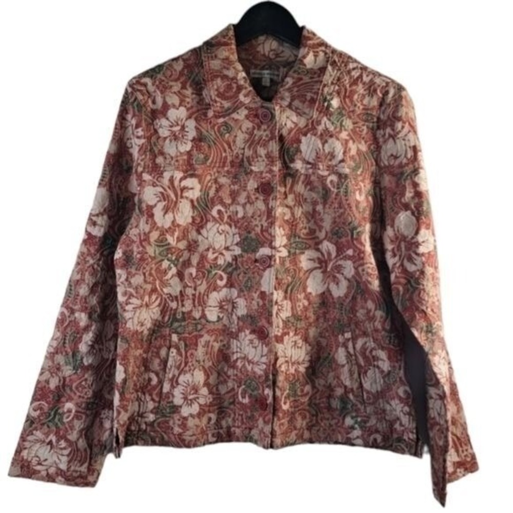 Rebecca Malone Vintage Women's Floral Quilt Pink & Green Size L - Picture 13 of 13